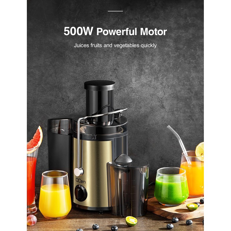 Qcen Juicer Machine, 500W Centrifugal Juicer Extractor with Wide Mouth