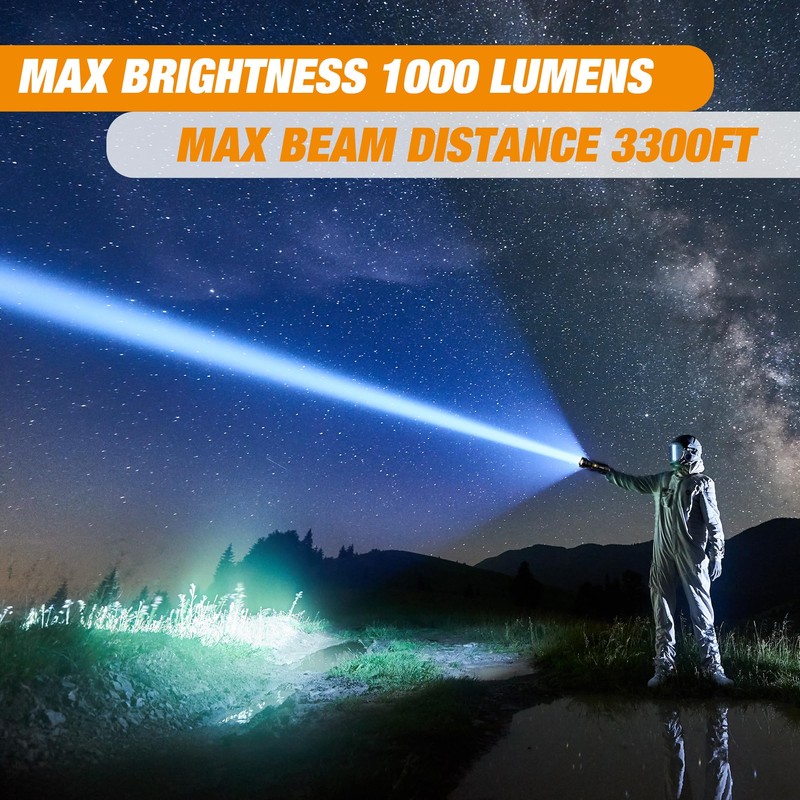 EverBrite Rechargeable Flashlight, 1000 Lumens Zoomable LED Tactical Flashlight with