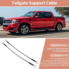 X AUTOHAUX No.38503/3L3Z8343052AA/3L3Z8343053AA Tailgate Support Cables for Ford Explorer Sport Trac LOBO F-150 Tailgate Lift Cable