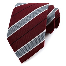 Kihatwin Men Wine Red Grey Tie Elegant Stripe Print Neckwear Ribbed Pattern Holiday Necktie by Designer Gifts for Friends