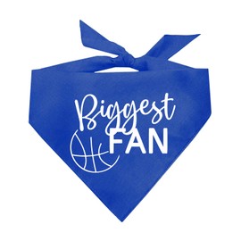 Biggest Fan Dog Bandana | 100% Cotton Adjustable Triangle | Made in USA | Basketball | Sports | Biggest Fan | Game Day | Royal, X-Small (541)