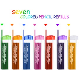Zhehao 210 Pieces Colorful Refill Mechanical Pencil Refills for School Students Stationery, 0.9 mm, 7 Colors