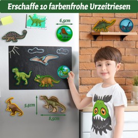 Smowo® 10 Dinosaur Plaster Figures for Casting and Painting, Dino Plaster Craft Set Including Encyclopedia, Gift for Crafts for Boys and Girls