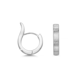 Cassini Classic Hoop Earrings Made of 925 Silver, Matte Brushed Hoop Earrings, Hinged Hoop Earrings, Women's 3COG, Sterling Silver