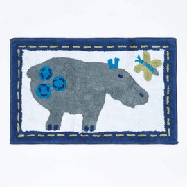 HOMESCAPES - 100% Cotton Washable Tufted Hippo Rug 50 x 80 cm Bath Mat or Children's Rug