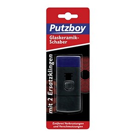 Putzboy Glass Ceramic Scraper with 2 Replacement Blades for Smooth and Hard Surfaces Made in Germany
