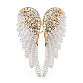 QLUYCKW Angel Wing Brooch Pin for Women Fashion Colorful Rhinestone Enamel Fairy Elf Wings Brooch Pin Birthday Party Dresses Clothing Accessories Jewelry (White)