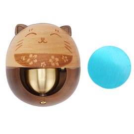 Shopkeeper Bell Fortune Cat Style Wood Brass Clear Pleasing Sound Easy Mounting Door Chime for Home Cafe Store