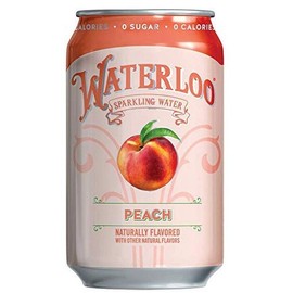 Waterloo Sparkling Water, Peach Naturally Flavored, 12 Fl Oz Cans, Pack of 12