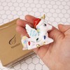Unicorn with Santa Hat Ornament, Whimsical Christmas Tree Decoration, 2.25