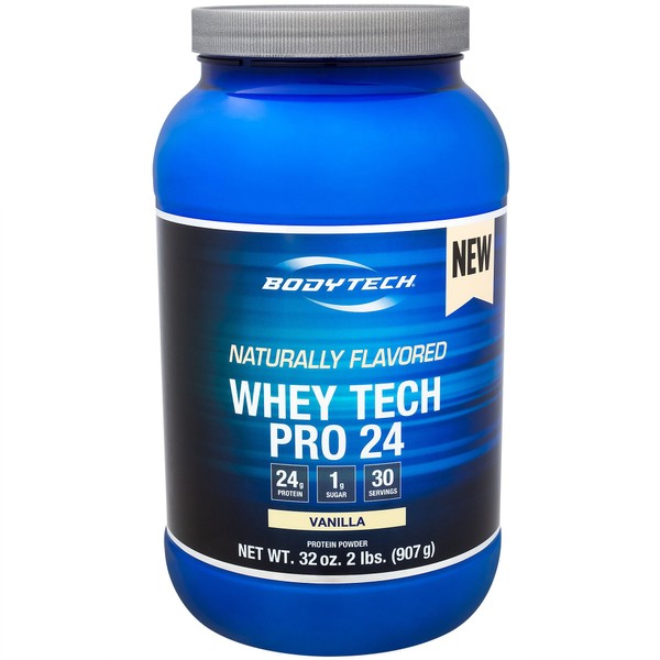 BODYTECH Whey Tech Pro 24 Protein Powder - Protein Enzyme Blend with BCAA's to Fuel Muscle Growth & Recovery, Ideal for Post-Workout Muscle Building - Natural Vanilla (2 Pound)