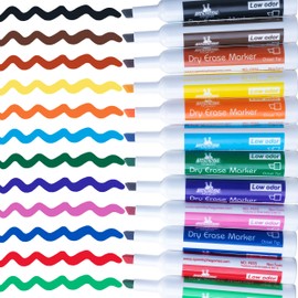Apostrophe Games Low-Odor Chisel Tip Dry Erase Whiteboard Markers - Multicolor Pen Variety Pack, 12 Colors - Reusable Markers, Wipes Clean