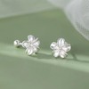 2 Pairs Flat Back Stud Earrings for Women Small Silver