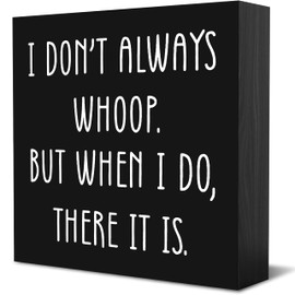 Funny Office Quote Wooden Box Sign Desk Decor Rustic Humorous Wood Block Plaque for Home Living Room Shelf Table Decoration, 5 x 5 Inch