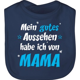 Shirtracer - Baby Bib - Sayings - Mein gutes Aussehen Mama Junge, 1 Navy Blue