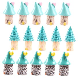 Kisangel 15pcs Resin House Crafts Micro Landscape Garden Decor Handcrafted Adornments for Indoor Outdoor Use Weather Resistant Miniature Decorations for Home and Playtime