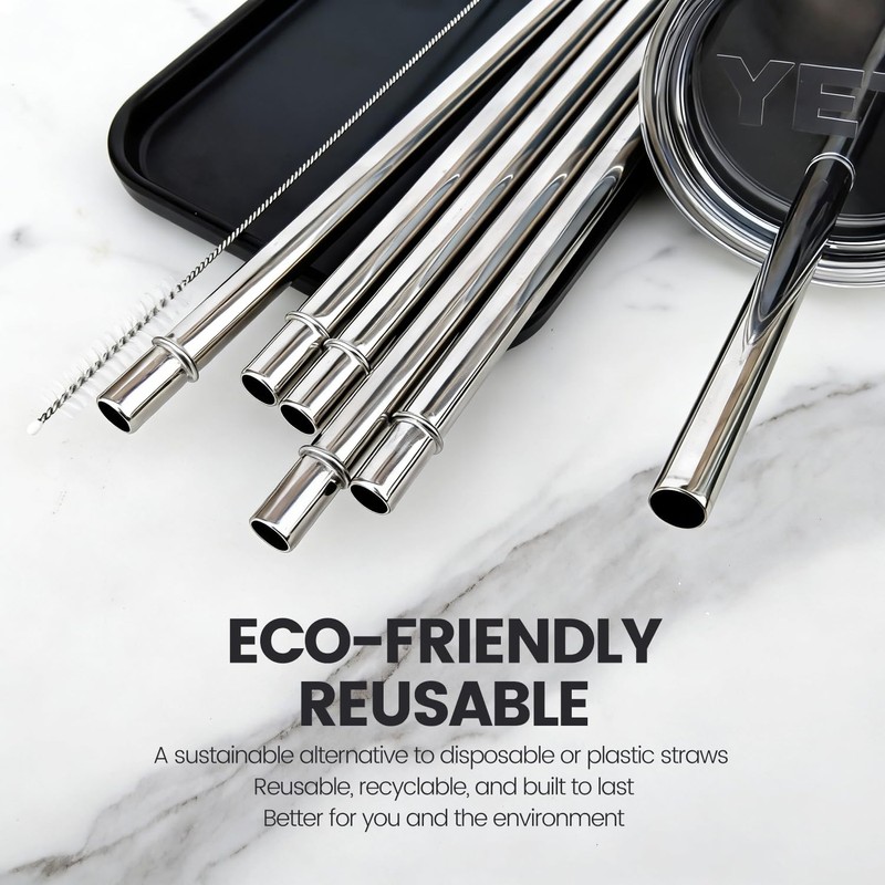 MIMORE Straws for YETI - 6 PCS 10.6" Metal Straws
