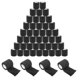 Fenhupe 48 Pack 2” x 5 Yards Self Adhesive Bandage Wrap, Elastic Breathable Cohesive Bandage Wrap Athletic Stretch Medical Tape for First Aid Wrist Ankle Sports Vet Wrap (Black)