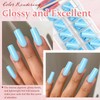 EternalClassic Blue Medium Press on Nails Square, Glossy Square Press