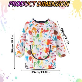 REEKNOKOL Kids Apron, Ages 2-6 Apron for Kids Waterproof Children's Aprons Kids Painting Apron Kids Aprons for Painting with Pocket for Painting, Cooking, Eating, Arts & Crafts (Style 3)