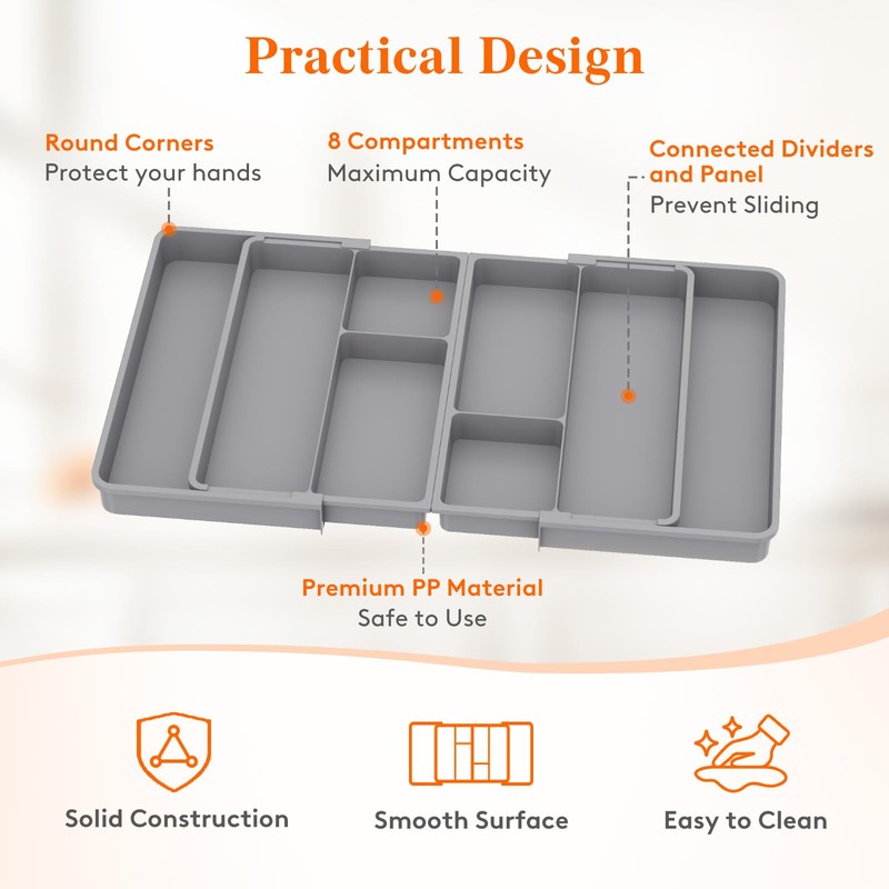 Lifewit Large Utensil Organizer for Kitchen Drawer, Expandable From 21