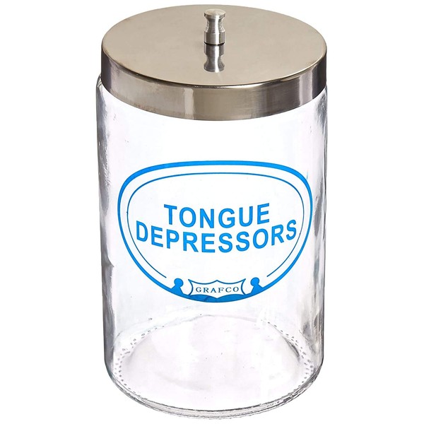 Grafco Labeled Glass Sundry Jar - Tongue Depressors with Lid,