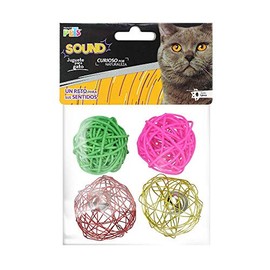 Fancy Pets Juguete Bola Sound para Gato Juego Interactivo Chico Set de 4 Piezas con Sonido para Estimulación y Entretenimiento