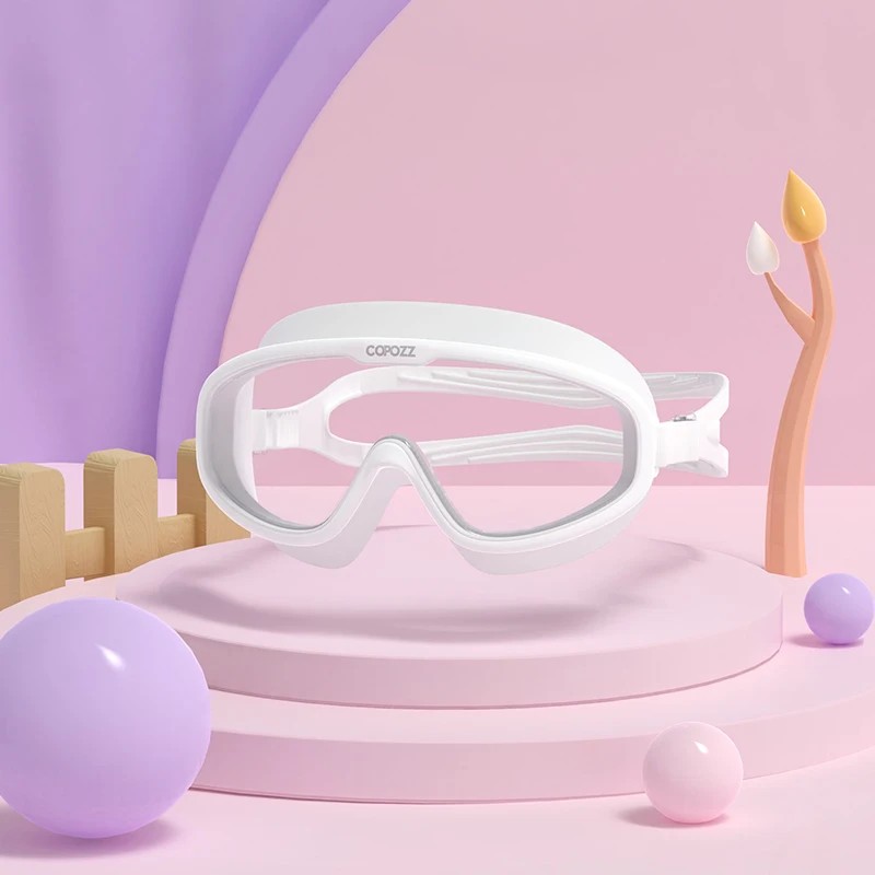 Kids Anti-Fog Swim Goggles with Case – Waterproof Big Frame