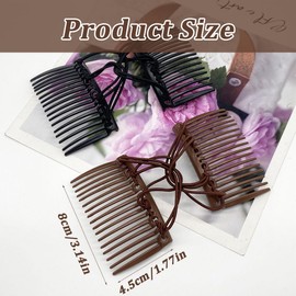 4pcs Elastic Hair Clips Double Comb Elastic Hair Combs for Thick Hair Adjustable