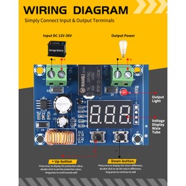 Seloky 10PCS Digital Low Voltage Disconnect Switch 12V-36V DC Over-Discharge Protector with Auto Cut Off Battery Protection Module for Solar RV Lithium Batteries