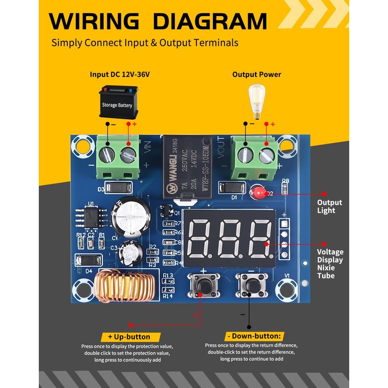 Seloky 10PCS Digital Low Voltage Disconnect Switch 12V-36V DC Over-Discharge