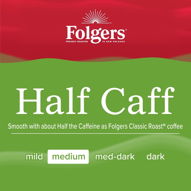 Folgers Half Caff Coffee, Medium Roast, Keurig K-Cup Pods, 10