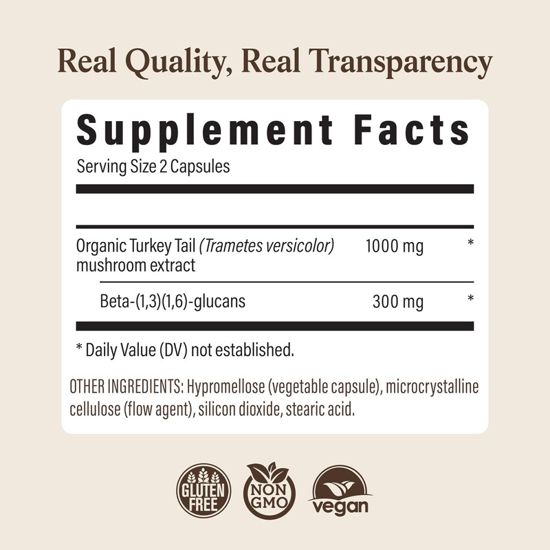 Real Mushrooms Turkey Tail Capsules – Organic Mushroom Extract for