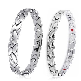 LOCCY Women's Magnetic Bracelet, Pack of 2, Magnetic Bracelet, Heart Magnetic Bracelet with Ultra Strong Magnets, Gift for Birthdays, Christmas, Valentine's Day, Anniversary, Metal