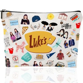 Gilmore Cosmetic Bag Gilmore Girls Fan Item Gifts for Gilmore Fans Luker's Dinner Inspired Gifts Makeup Bag for Girlfriend Portable Toiletry Bag Women for Travel Everyday Life, White, makeup bag