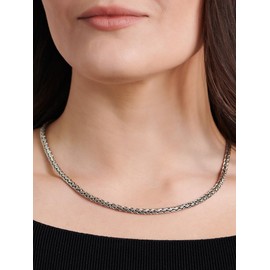 DEVATA Sterling Silver 925 Bali Paddy 5mm Oval Chain Necklace Women Men WHT5735A (16" Length)