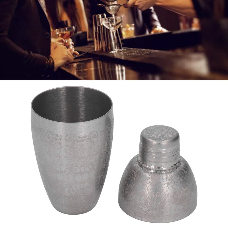 Cocktail Shaker 304 Stainless Steel High Strength Flower Carved Bartending
