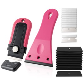 Gomake Plastic Razor Blade Scraper Kit Locking Razor Blade Scraper with Safety Cap, Glass Cooktop Scraper with Blades for Glass Clean, Paint and Old Label,Decal Sticker Remover, Stove Top Scraper Tool