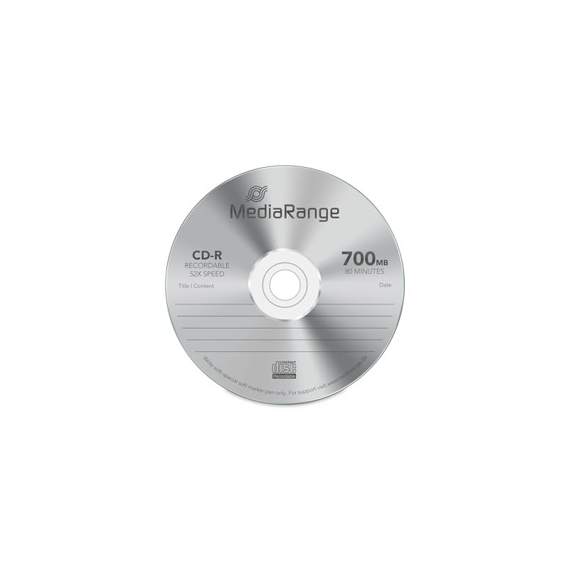 MEDIARANGE MR207 CD-R Blank Discs (52x Speed, 700 MB, Spindle