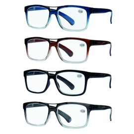 Juego de 4 anteojos de lectura de éxito, de calidad superior, estilo bar, para hombre, Juego de negro, azul, café, gris, 53mm