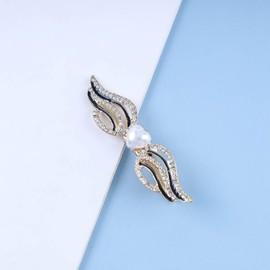 Inilbran Vintage Crystal Wings Hair Clip Barrette Gold Angel Wings Pearl Hair Pins Clips Gold Pearl Rhinestone Barrette Head Clips Bridal Pearl Hair Clip Decorative Headpiece Crystal Wedding