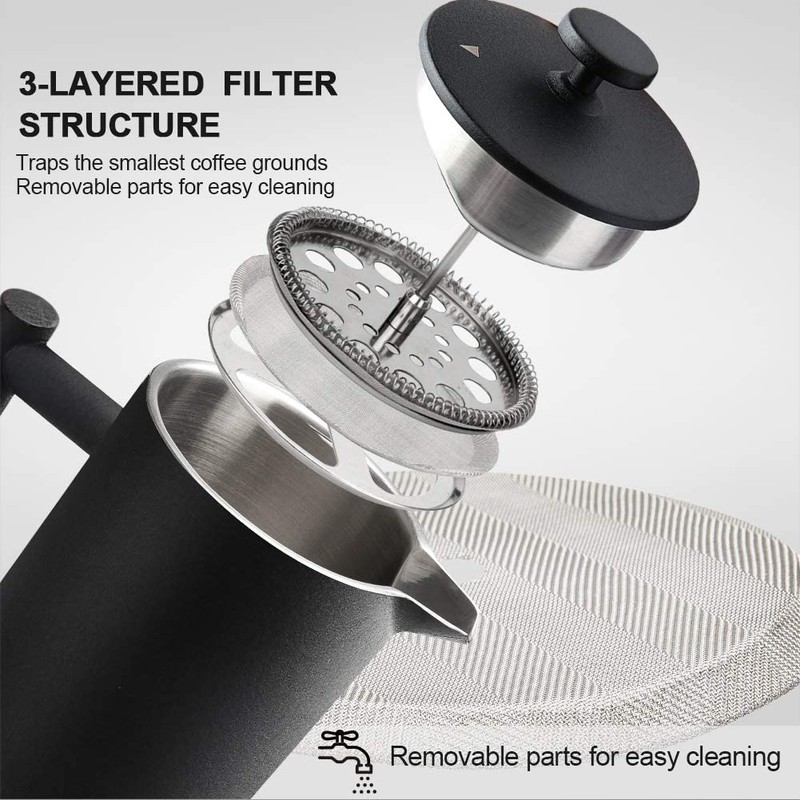 Secura French Press Coffee Maker, 304 Grade Stainless Steel Insulated