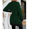 2024 Fall Casual Long Cardigan for Women Houndstooth Long Sleeve