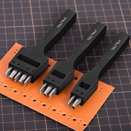 WUTA Brogue Style Leather Hole Punches 5 Holes Puncher Set DIY Hand Perforated Round Stitching Punch Tools Hole Cut for Leather Shoes Bags