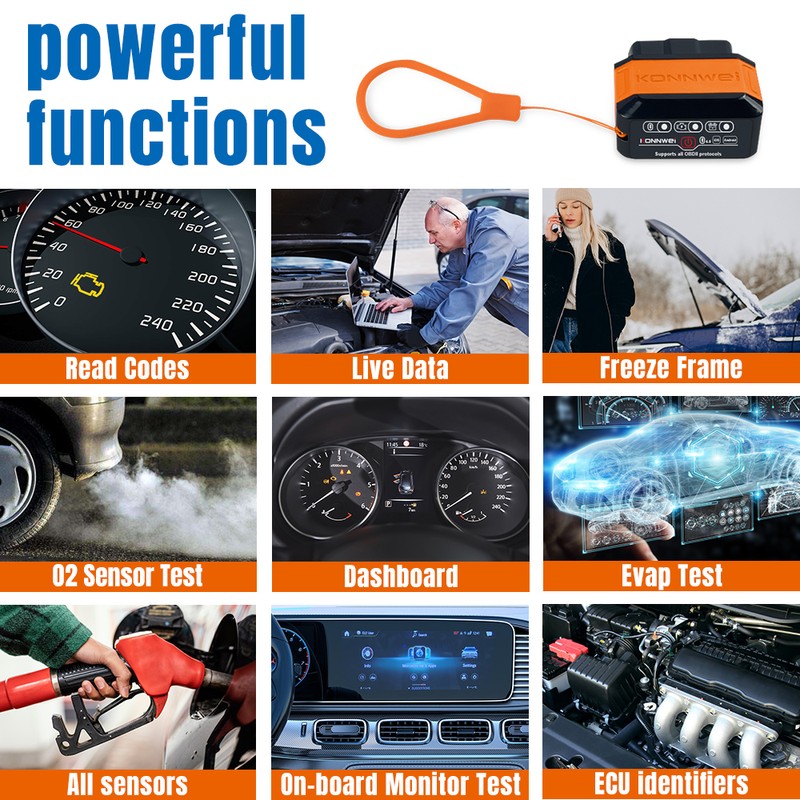KONNWEI KW906 BT 5.0 Wireless OBDII Car Auto Diagnostic Scan
