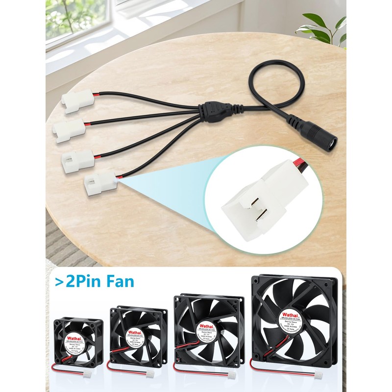 Wathai 2 Pin PC Fan Controller with Splitter 36W 12V