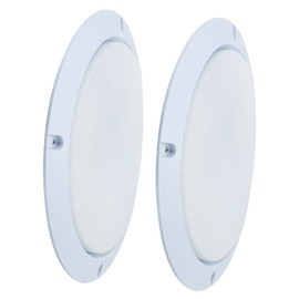 SEWACC 2Pcs Decorative Speaker Covers Durable Metal Mesh Horn Guard for Audio Protection White Stylish Design for Speakers for Home Vehicle Use