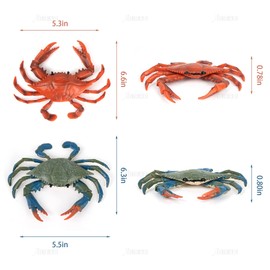 AUEAR, 2 Pack Fake Animal Sea Life Blue Red Crabs Action Figures Ocean Model Ornament for Swim Bath