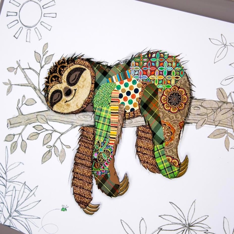 Set Of 4 Ceramic Coasters Sloth Bug Art Square Drinks