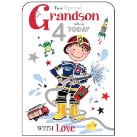 Grandson 4th Birthday Card